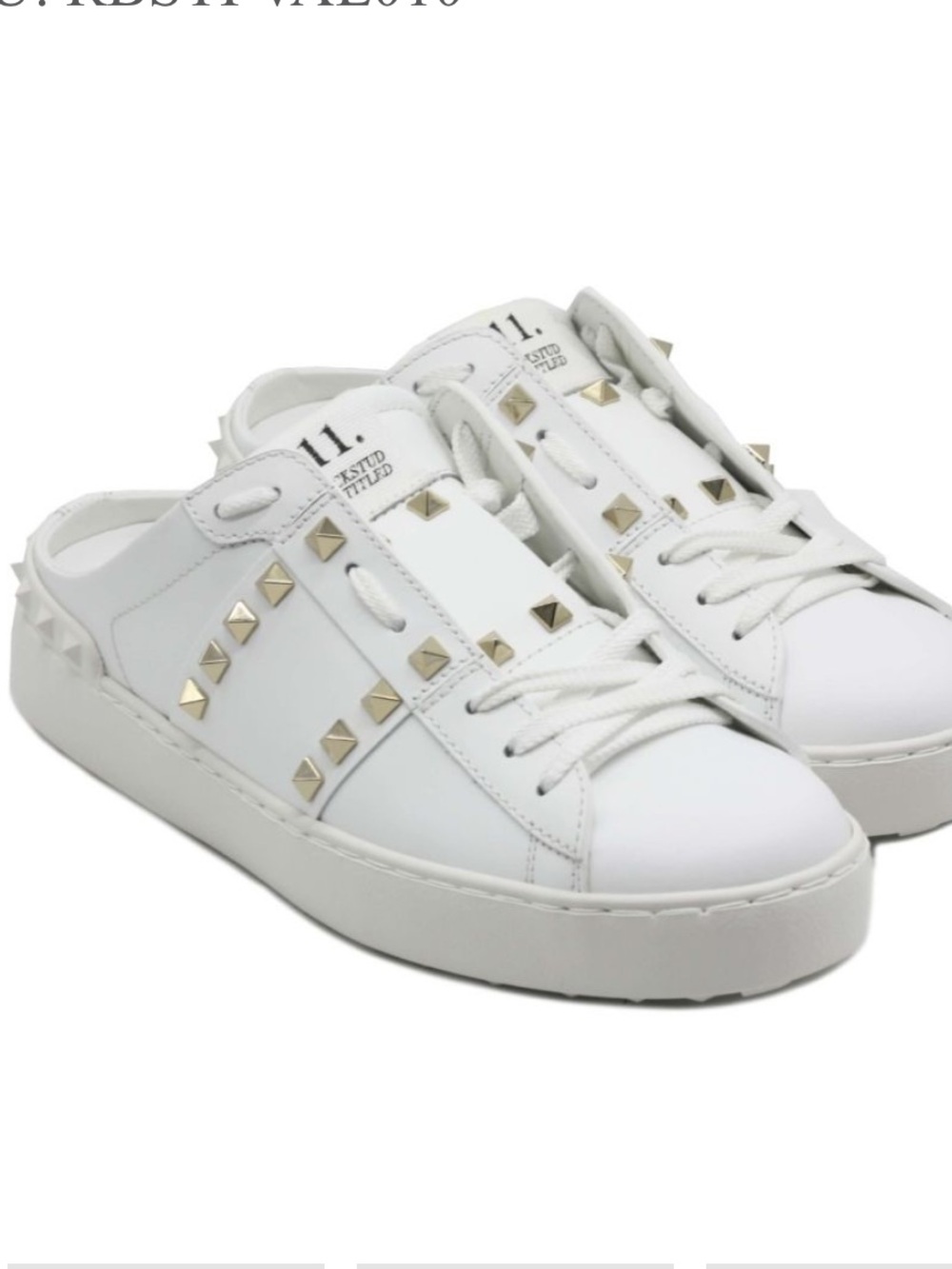 Valentino White Leather Rockstud Mule Sneakers